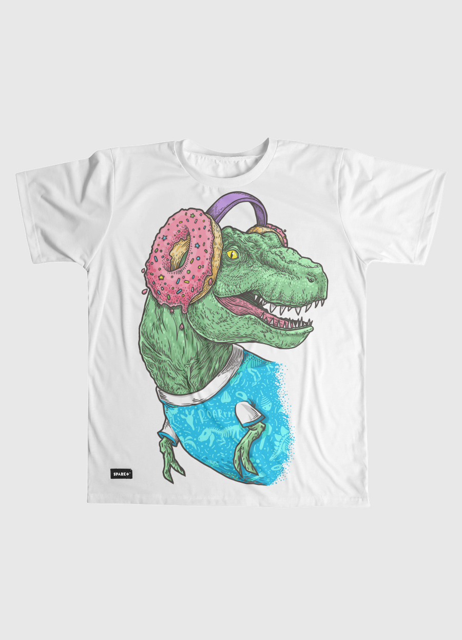 T-rex with headphones