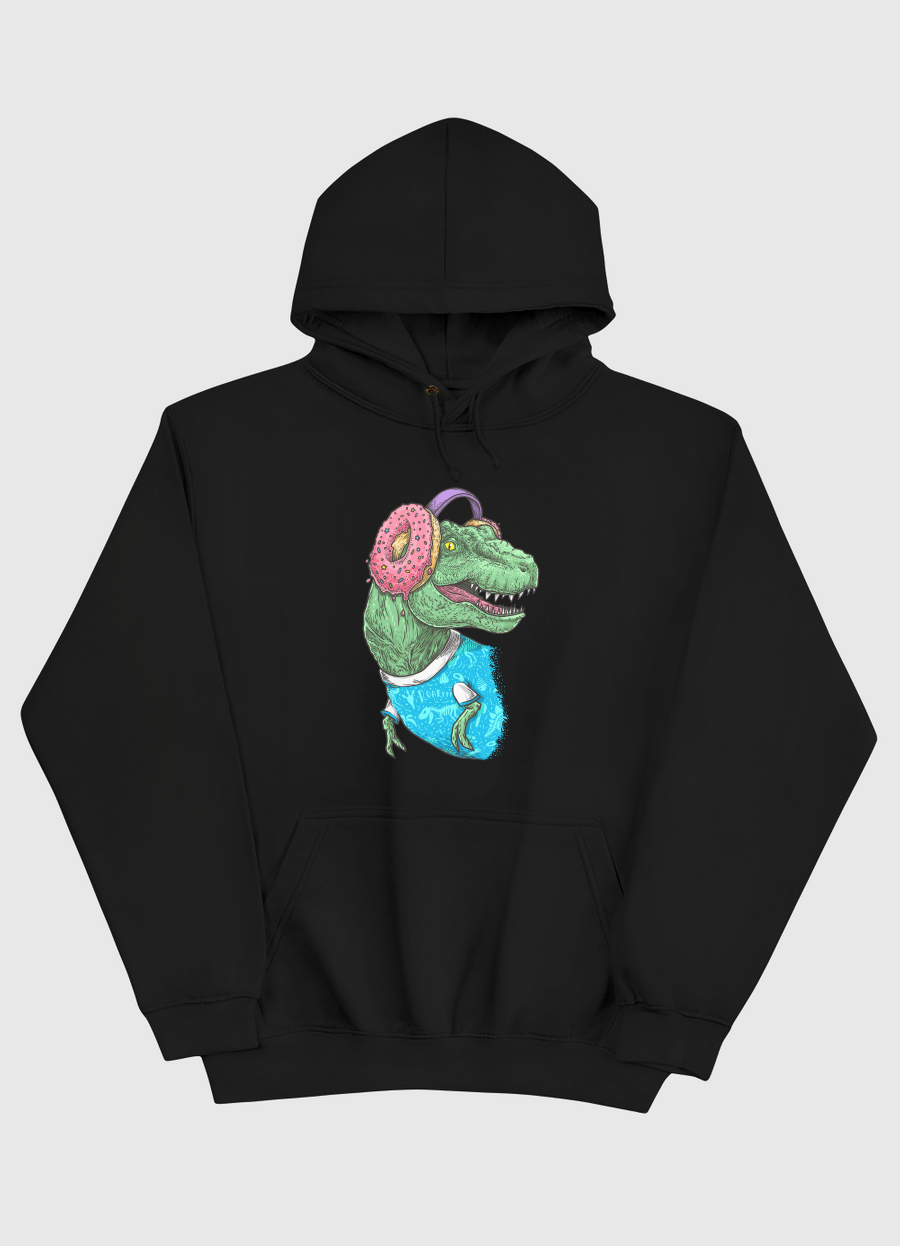 T-rex with headphones