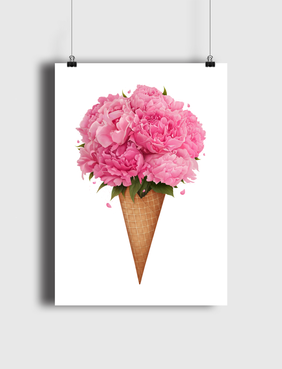 Ice cream with peonies