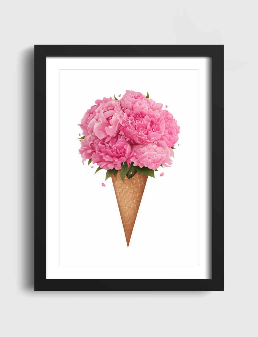 Ice cream with peonies