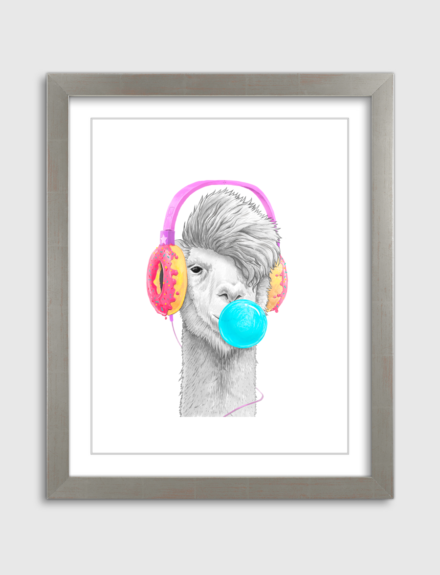 Lama in headphones