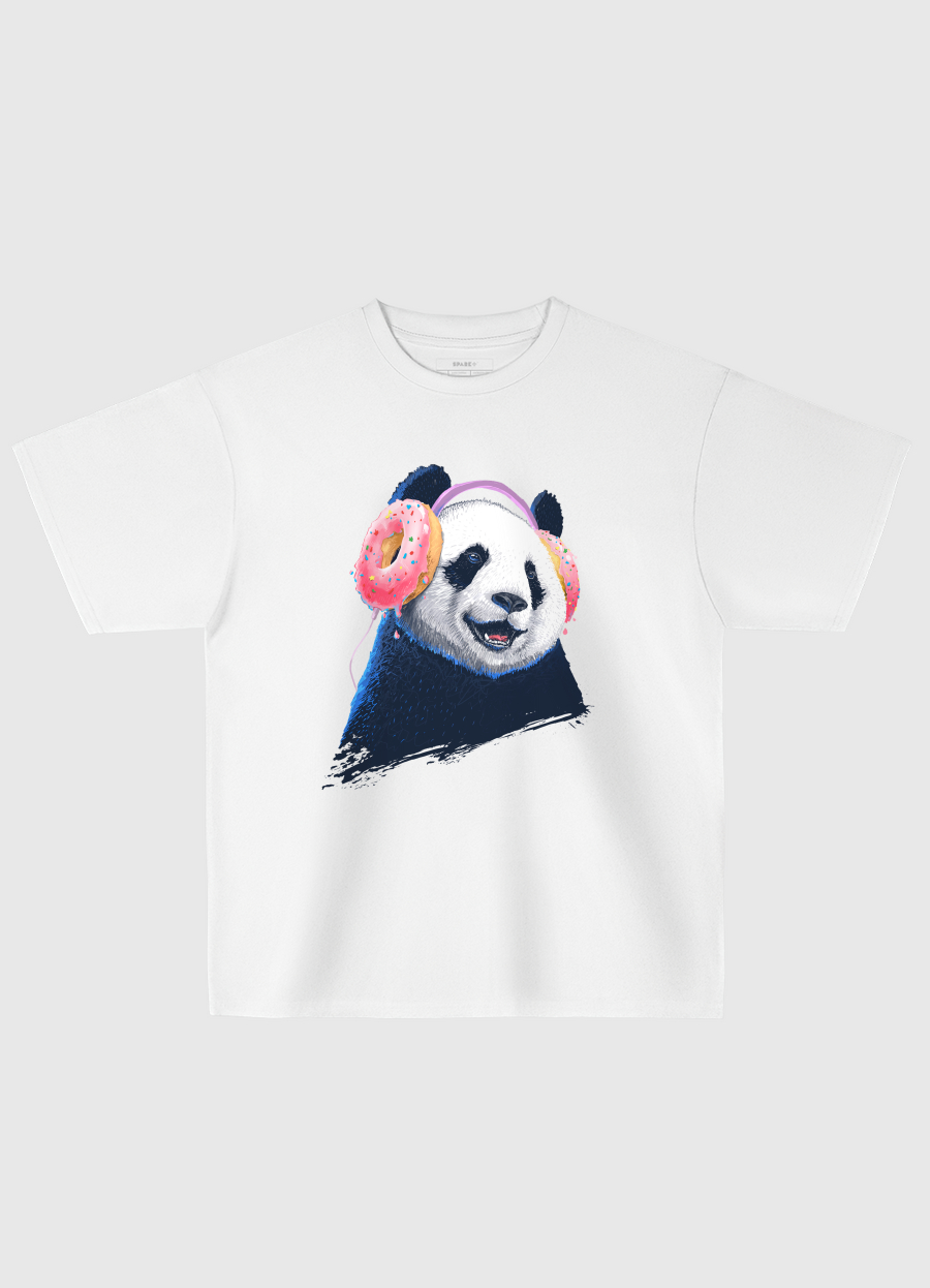 Panda in headphones