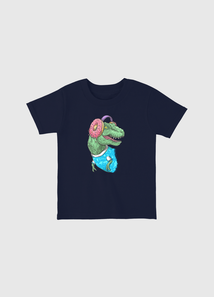 T-rex with headphones