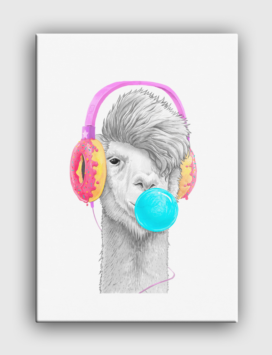 Lama in headphones