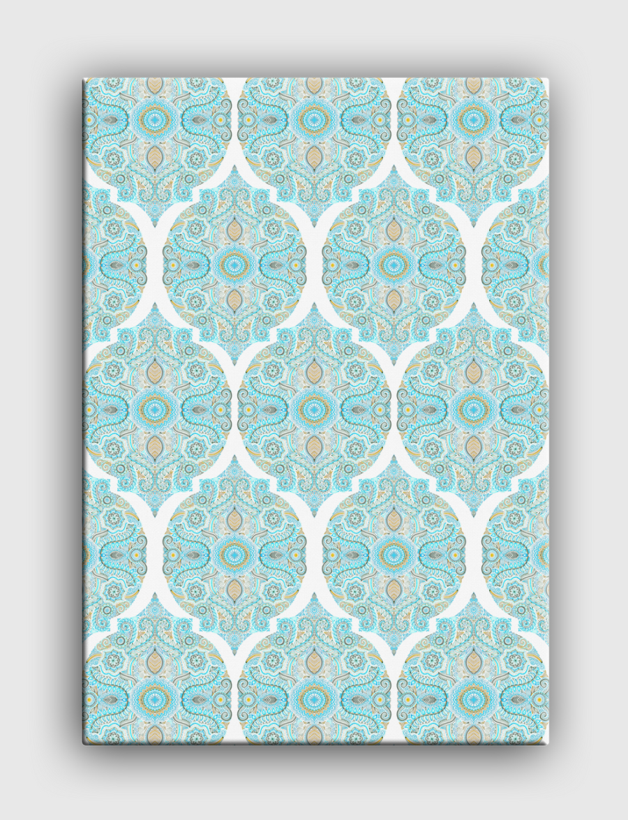 Aqua & Tan Doodle Pattern