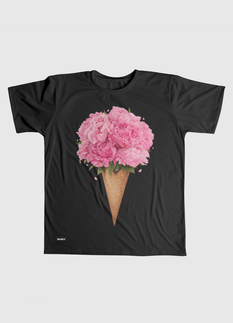 Ice cream with peonies