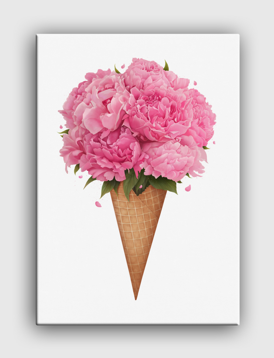 Ice cream with peonies