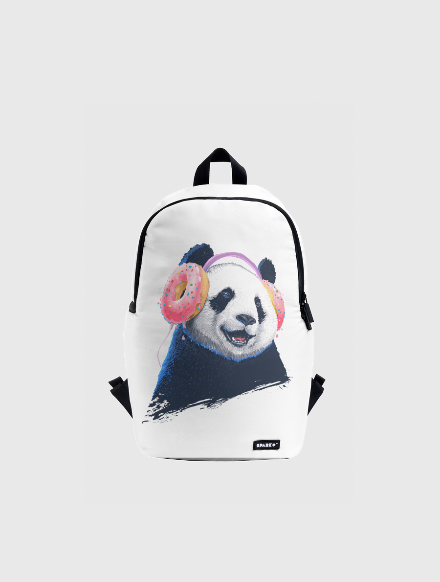 Panda in headphones