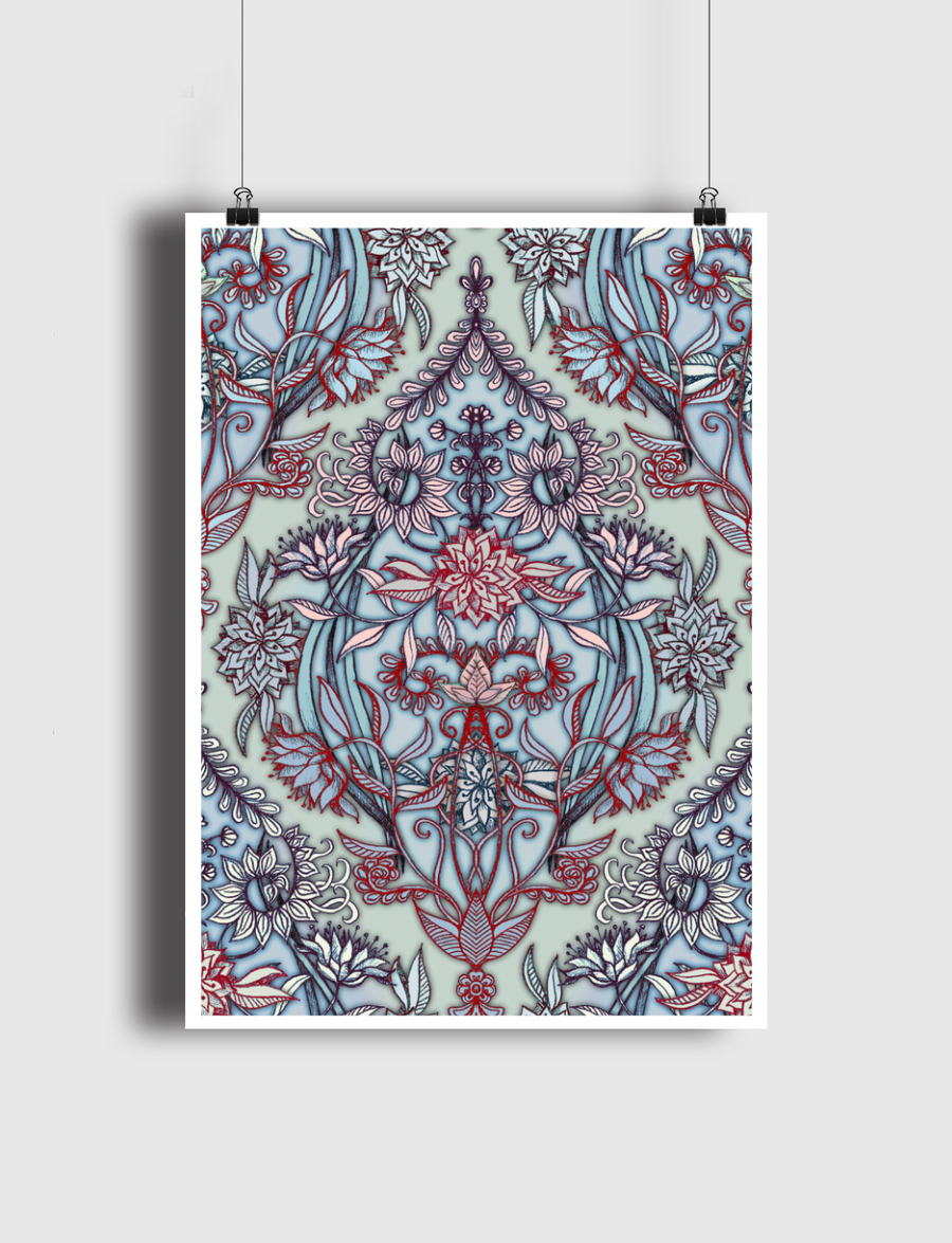 Red & Blue Nature Doodle