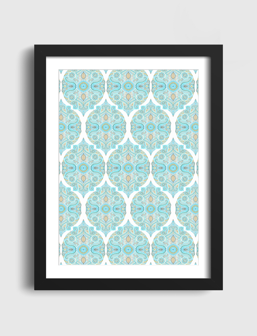 Aqua & Tan Doodle Pattern