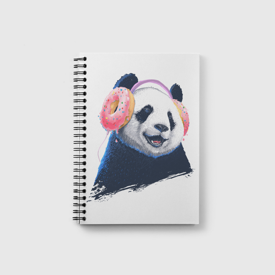 Panda in headphones