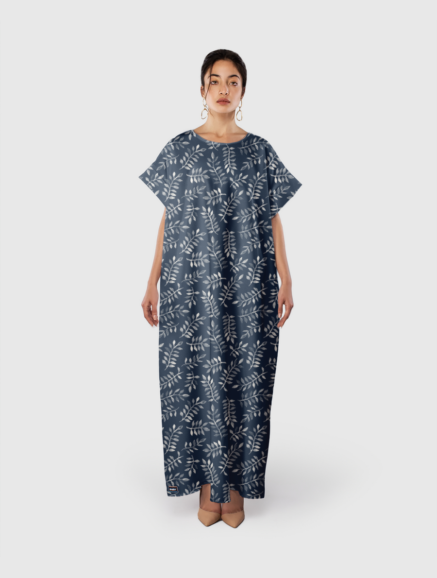 White Leaves on Navy